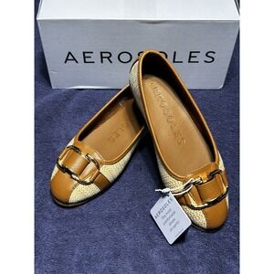 Aerosoles Bentley Ballet Flat in Natural Raffia Combo, Size 7 New In Box